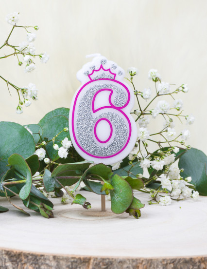 Geburtstagskerze Zahl 6 Prinzessin 5,8 cm 2