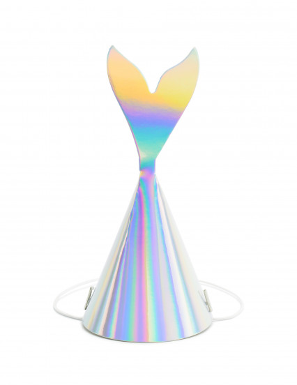 6 Partyhüte holographischer Meerjungfrauenschwanz 8 x 18 cm 1