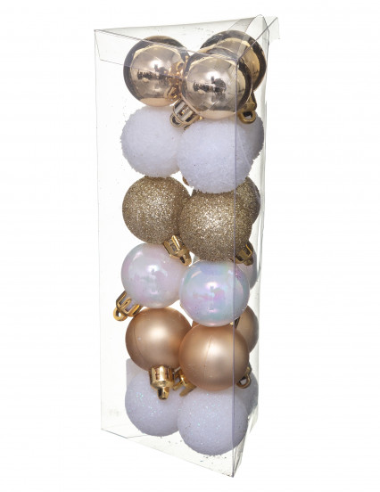 18 weiße und goldene Weihnachtskugeln 3 cm 1