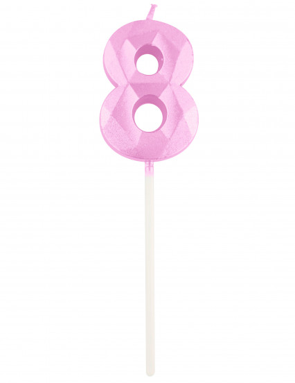 Zahlenkerze in Pastellrosa mit Diamanteffekt 5 cm 10