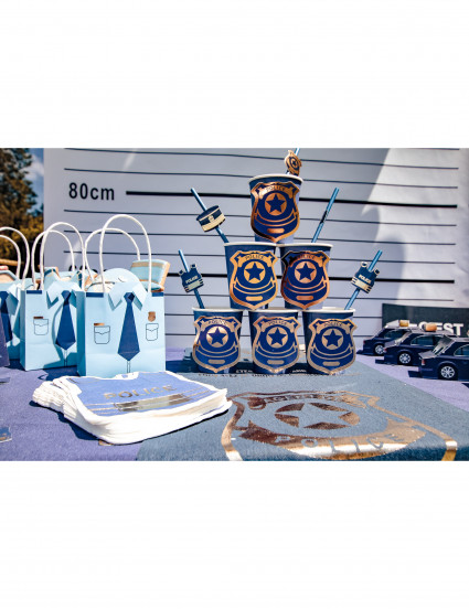 16 Polizei Servietten marineblau und gold 32 x 26 cm 2
