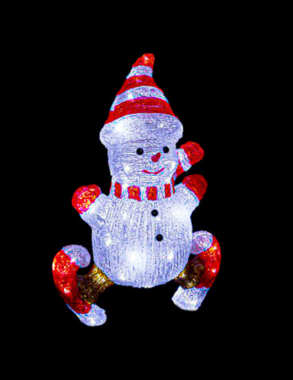 Leuchtender Schneemann auf Schlittschuh 50 cm 1