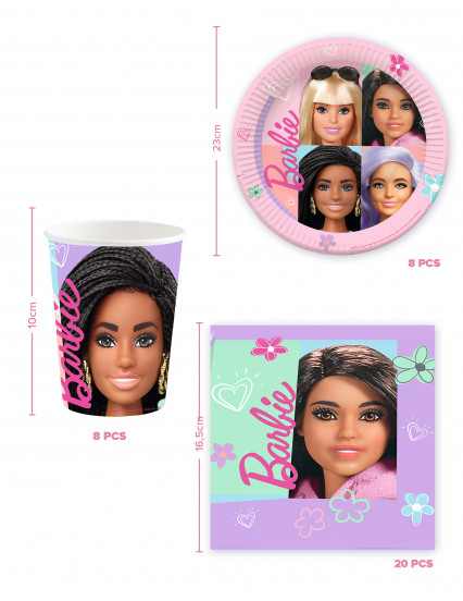 Barbie™ Geschirr-Set Partydeko pink-lila 2